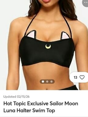 Sailor Moon Luna Halter Swim Top Only